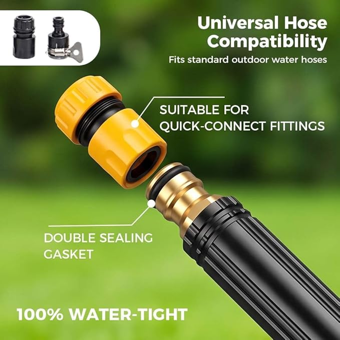 High Pressure Power Washer Nozzle with Connector Set,New Direct spray gun,Power Jet Water with Three Spray Modes, Multi Function Watering Sprayer for Cleaning Yard Pets Car (2 PCS)