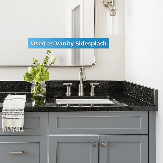 Bathroom Vanity Sink Backsplash/Sidesplash (Absolute Black Granite, 4" x 42")