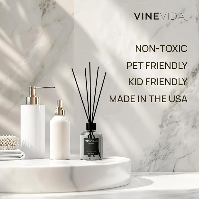 VINEVIDA Reed Diffuser Pomagranate Noir | Diffuser Reed for Home & Bathroom | Long-Lasting Scent Sticks Set | Oil Stick Diffuser | Bathroom Scent