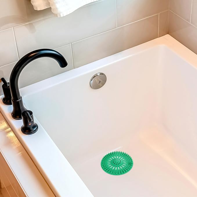 Gotega Hair Catcher Shower Drain with Iron for Bathroom Bathtub Tub Shower | Shower drain covers protector, flexible TPR material, multiple colors, hair trap garbage disposal parts, easy to clean