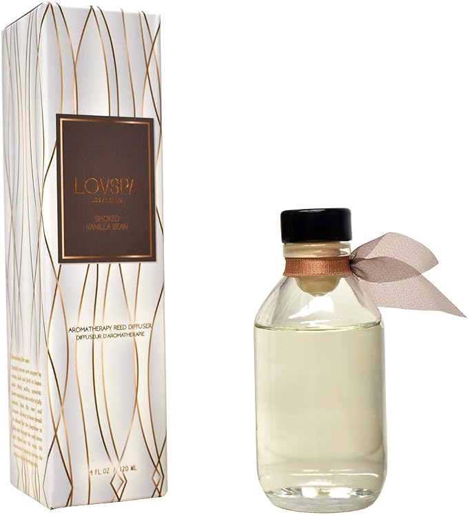 Reed Diffuser Set - Smoked Vanilla Scented Diffuser with Sticks | Home Fragrance Reed Diffuser for Bedroom, Bathroom Shelf Décor - Made in the USA