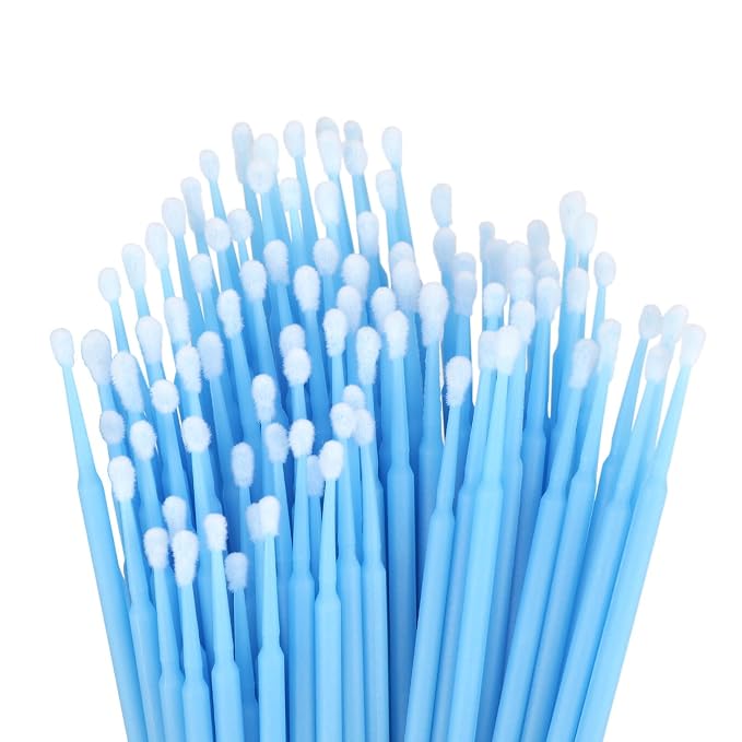 G2PLUS Micro Swabs, Disposable Micro Applicator Brushes and Swabs 100PCS | Blue Tips for Lash Extension Prep, Nail Art Cleanup, Makeup Correction, Eyeliner Detailing, Brow Tinting and Salon Beauty Use