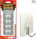 KLAPiT Super Hook - Heavy-Duty Adhesive Wall Hooks, Holds Up to 11 lbs, Waterproof, No Damage, Easy Install on Tile, Wood, Stone, Glass & Metal - Made of Steel (Silver, 4pc)