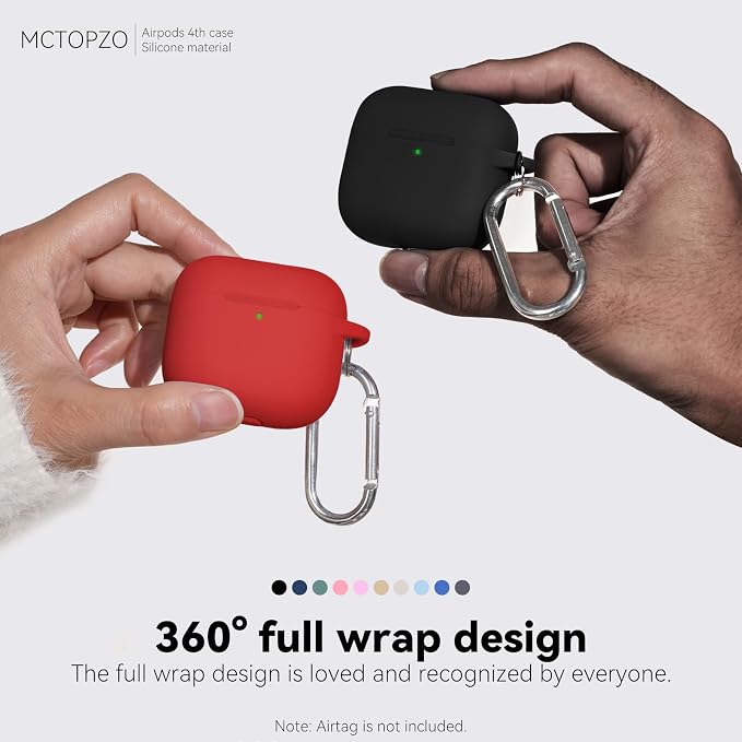 for AirPods 4 Case 2024 with Cleaner Kit & Keychain-Red | Silicone Protective Cover for Apple AirPods 4th Generation Case,for Women Men,One-Piece Design,Shockproof,Dust Proof