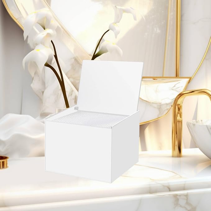 Disposable Face Facial Towel Holder Storage Box Acrylic Container, White