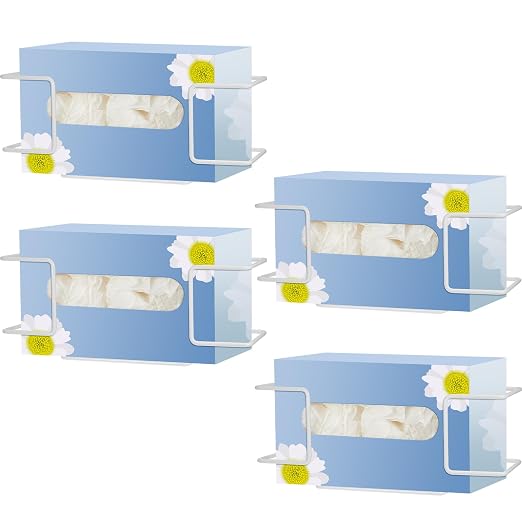 Gerrii 4 Pcs Gloves Box Holder Metal Glove Dispenser Wall Mounted Tissue Box Holder for Lab, Kitchen, Office, Garage, Home,Medical(10.51 x 4.02 x 3.5 Inch,White)