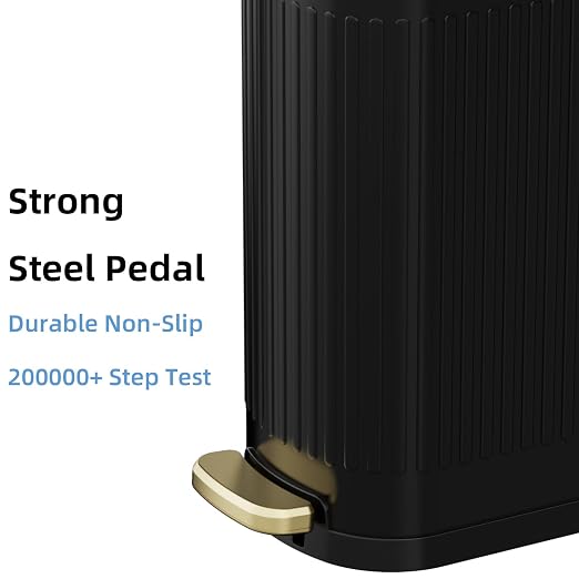 KSSKSS 2.6 Gallon Slim Bathroom Trash Can with Soft Close Lid, 10L Stainless Steel Garbage Can with Removable Liner Bucket, for Narrow Spaces, Bathroom, Bedroom (Matt Black)