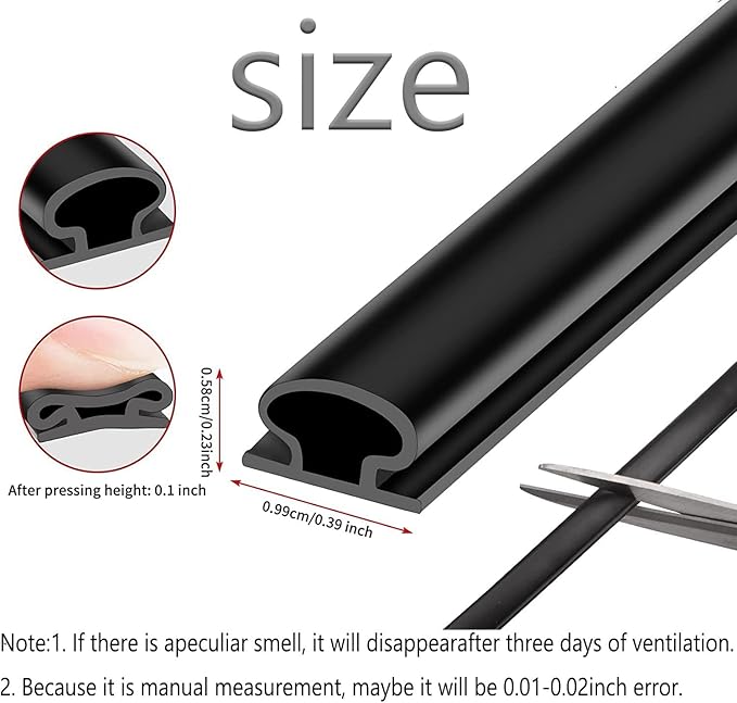 White Rubber Weather Stripping Door Seal Strip, D Shape Door Rubber Weather Seal Strip, SelfAdhesive Door Weatherstripping Soundproofing Door Sealing Strip for Windows (50 feet, White)