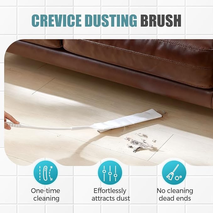 Retractable Gap Dust Cleaner, Bendable Microfiber Duster for Household Flat Duster for Under Appliances, Retractable Gap Dust Cleaning Artifact Extendable Dusters with Nonwoven Fabric (1, White)