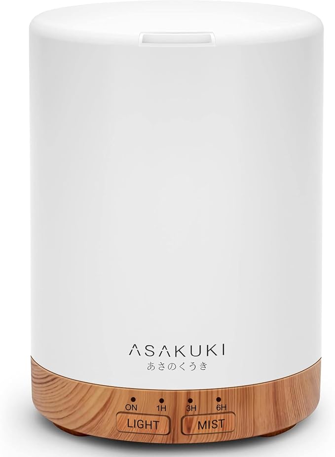 ASAKUKI Essential Oil Diffuser for Home 300 ml Quiet | Automatic Shut-Off, Aromatherapy Diffuser, 7 LED Lights for Living Room, Kitchen, Bedroom, Hotel - Light Brown
