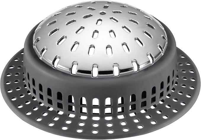 Aluvor Bathtub Drain Hair Catcher Shower Drain Cover Sink Drain Protector | Bathroom Sink & Bathtub Drain Strainer for Pop-Up & Regular Drains, dark gray