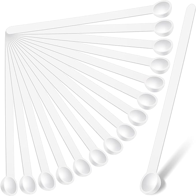 Honeydak 1/32 Teaspoon Micro Scoops 150 Milligram Mini Measuring Spoons Tiny Little Plastic Scoop for Measuring Cosmetics, Powders, Glitter and Seasoning(White, 16 Pieces)