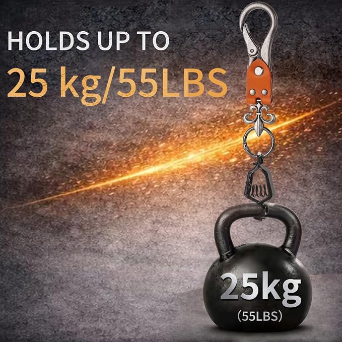 Heavy Duty Glove & Hat Clip with Carabiner, All-Metal Spring Clamp Work Glove Holder for Tool Belt, Harness, Backpack
