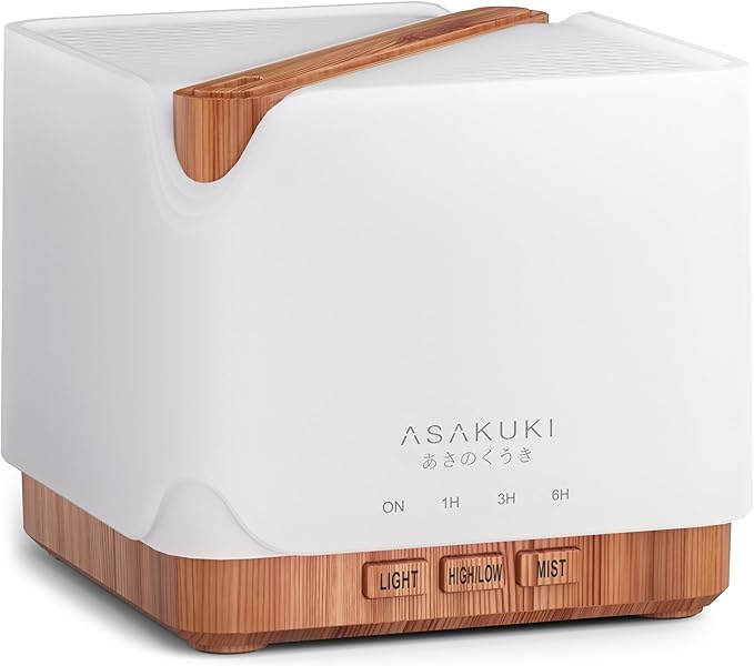 ASAKUKI Essential Oil Diffuser for Home Large 700 ml Humidifier | Automatic Shut-Off, Scent Aromatherapy Diffuser with 7 LED Lights for Living Room, Kitchen, Bedroom, Hotel - Yellow