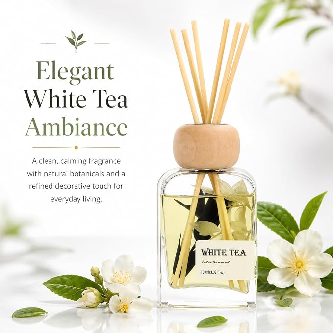 White Tea Reed Diffuser, 3.34 Fl Oz | Westin Hotel-inspired Scent;Air Fresheners for Bedroom, Bathroom, Living Room or Office; Gift-ready