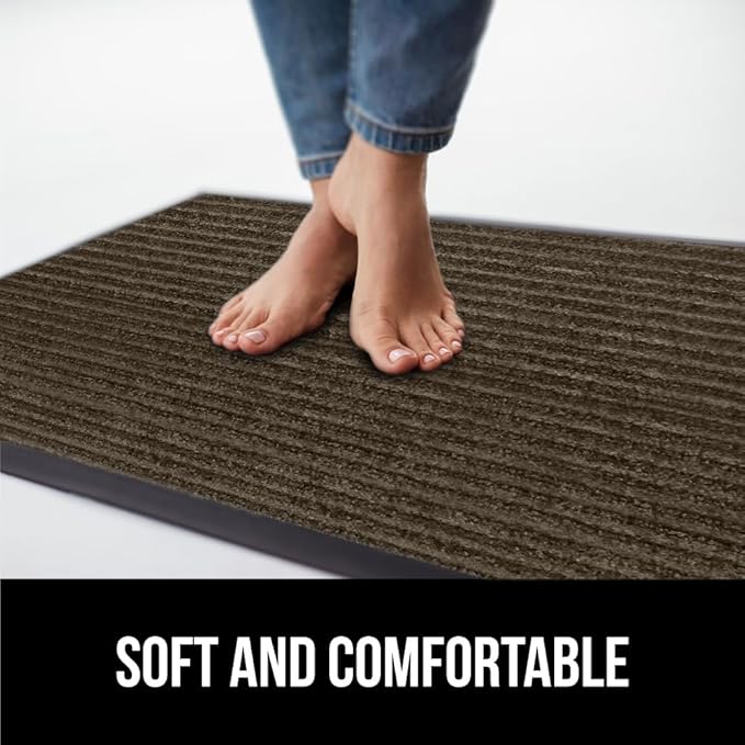 GORILLA GRIP Traffic Guard Door Mat, 47x35, Heavy Duty Welcome Mats, Commercial Office Space Doormat, Waterproof, Fade Resistant, Strong Rubber Backing, Low Profile, Shoe and Boot Scraper, Brown