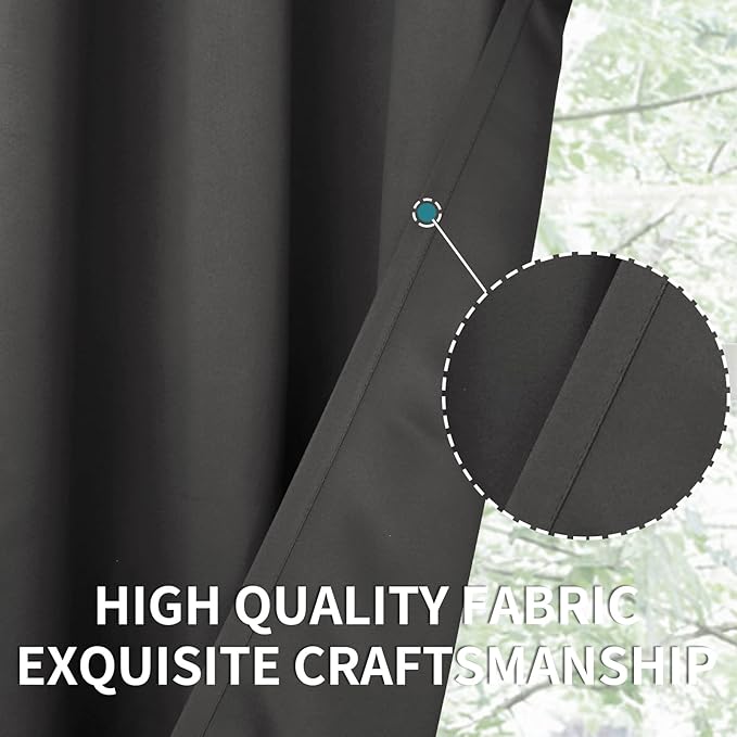 BGment Thermal Blackout Curtains 63 Inches Length for Bedroom Window, Dark Grey Room Darkening Insulated Drapes with Rod Pocket for Living Room, 42 x 63 Inch, 2 Panels