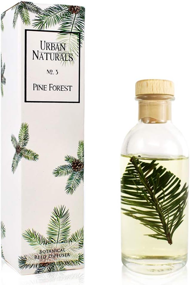 Reed Diffuser Set, Pine Forest - Bathroom Shelf Décor | White Pine Needles, Eucalyptus and Sandalwood, Christmas Tree Scent, Holiday Decor with Real Pine Branches