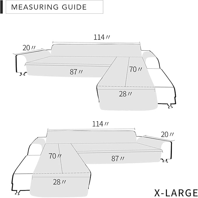 Easy-Going Sofa Slipcover L Shape Sofa Cover Sectional Couch Cover Furniture Protector Mat for Pets Dog Cat (X-Large,Gray/Gray)