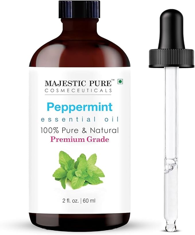 Majestic Pure Peppermint Essential Oil for Diffuser - 2 Fl Oz | 100% Natural Essentials Oils for Aromatherapy, Massage, Steam inhalation, Air Freshening, DIY, Soap and Candle Making