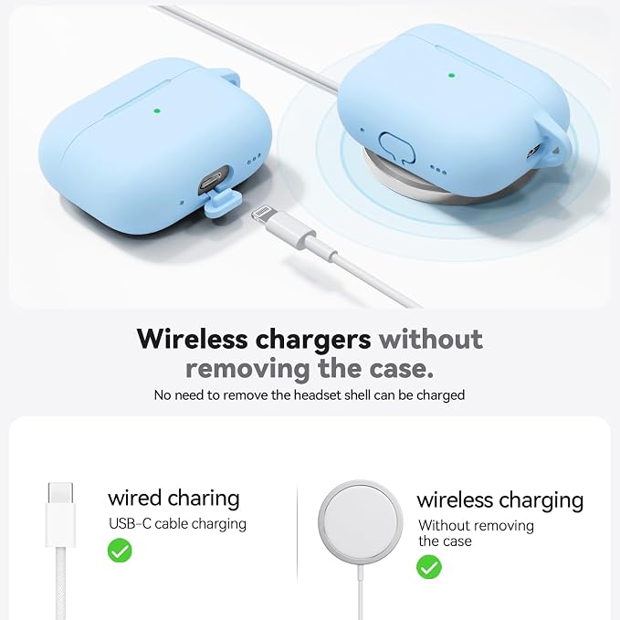 Ljusmicker for AirPods Pro 3 Case 2025 with Cleaner Kit,Sky Blue | Soft Silicone Protective Cover for Apple AirPod Pro 3rd Generation Case with Keychain for Women Men,Shockproof