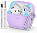 Ljusmicker for AirPods 4 Case 2024 with Cleaner Kit,Soft Silicone Protective Cover for Apple AirPods 4th Generation Cases for Women Men,for AirPod 4 Case Accessories with Keychain-Magnetic Purple