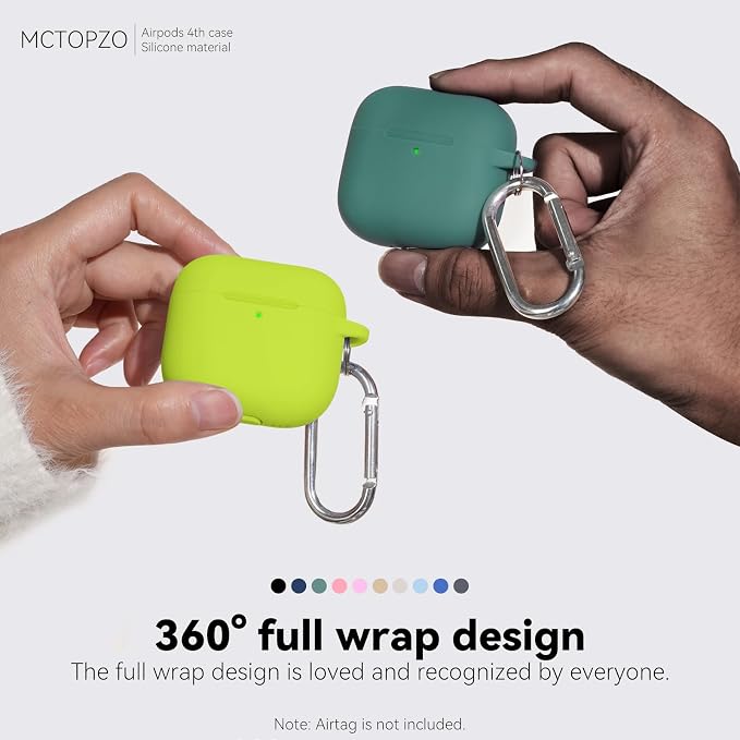 for AirPods 4 Case 2024 with Cleaner Kit & Keychain-Neon Green | Silicone Protective Cover for Apple AirPods 4th Generation Case,for Women Men,One-Piece Design,Shockproof,Dust Proof