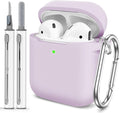 for AirPods 1/2 Case Cover,Come with Cleaner Kit,Soft Skin Silicone Case Cover with Keychain,Full Protective Case for Men and Women,Compatible with AirPods 2nd Generation Case,Lavender