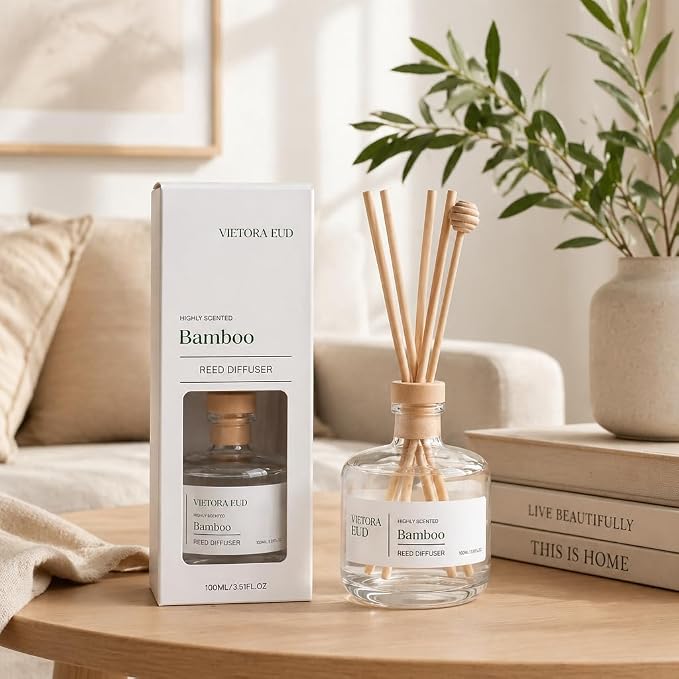 Bamboo Reed Diffuser, 3.5 Fl Oz | Luxury Hotel Ritz Carlton Inspired, Lasts 12 weeks,flameless & safe. floral scent for living room/bedroom. Natural oils, gift