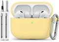 Full-Coverage dustproof Design for AirPods Pro 3 Case Cover with Cleaner Kit,Soft Silicone Cover for AirPods Pro 3rd Generation Comes with Keychain,Suitable for 3rd Generation,Light Yellow