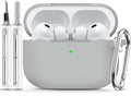 Ljusmicker for AirPods Pro 3 Case 2025 with Cleaner Kit,Light Grey | Soft Silicone Protective Cover for Apple AirPod Pro 3rd Generation Case with Keychain for Women Men,Shockproof
