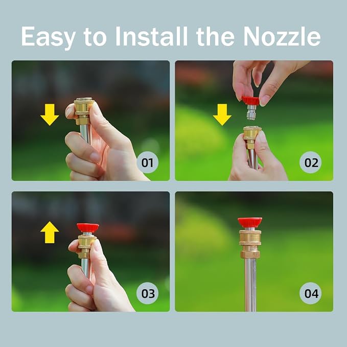 Upgraded Jet Nozzle High Pressure Hose Nozzle, Adjustable Hydro Nozzle Wands 18-33” for Garden Hose with 5 Nozzles & Hose Quick Connectors, Extended Power Washer Wand for Patio, Car, Window, Blue