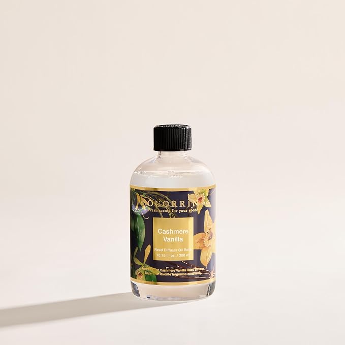 Reed Diffuser Refill Cashmere Vanilla 10.14oz (300ml) with 8 Sticks - Premium Long-Lasting Floral Essential Oil, Home Fragrance for Bedroom, Bathroom Home Decor