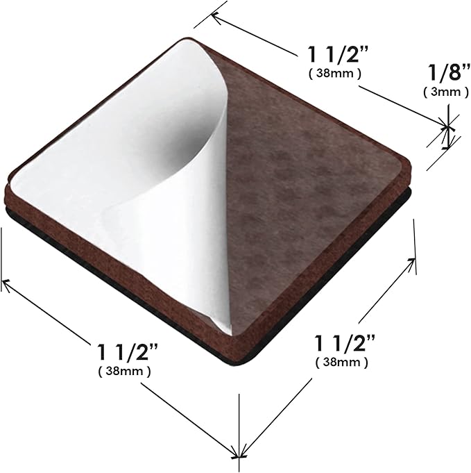 Slipstick GorillaPads CB150 Non Slip Furniture Pads/Rubber Grips (Set of 8) Self Adhesive Furniture Feet Floor Protectors, 1-1/2 inch Square, Black