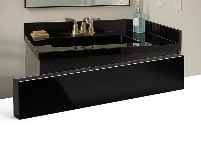Bathroom Vanity Sink Backsplash/Sidesplash (Super Black Engineered Marble, 4" x 36")