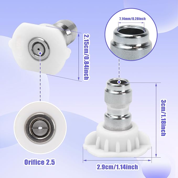Pressure Washer Tips, 7 Pack Power Washer Nozzle Tips, 40 Degree White, 1/4 Inch Quick Connect, 4000 PSI