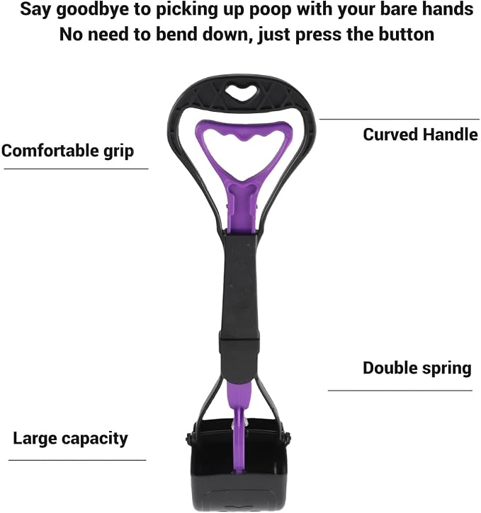 Agatige Dog Scooper Pooper, Long Handle Portable Plastic Dog Poop Pick Up Tool Pet Poop Scooper for Pet Supply Outdoor Travel