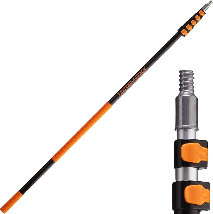 5-24 ft Long Telescopic Extension Pole, Multi-Purpose Extendable Pole | Universal Twist-on Metal Tip // Lightweight and Sturdy // Best Telescopic Pole for Painting, Dusting and Window Cleaning