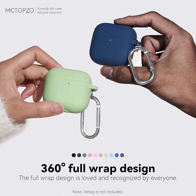 for AirPods 4 Case 2024 with Cleaner Kit & Keychain-Pastel Green | Silicone Protective Cover for Apple AirPods 4th Generation Case,for Women Men,One-Piece Design,Shockproof,Dust Proof