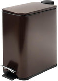Stainless Steel Small Trash Can with Lid & Step Pedal - 6 Liters/1.6 Gallon Soft Close Garbage Can with Removeable Inner Bucket - Trash Cans for Bathroom, Bedroom, Kitchen & Office (Bronze)