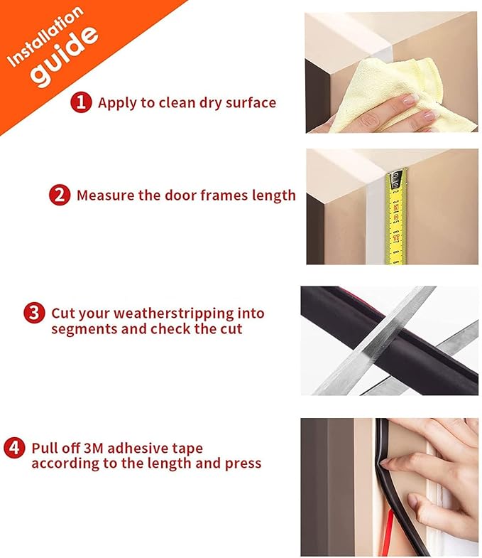 White Rubber Weather Stripping Door Seal Strip, D Shape Door Rubber Weather Seal Strip, SelfAdhesive Door Weatherstripping Soundproofing Door Sealing Strip for Windows (40 feet, White)
