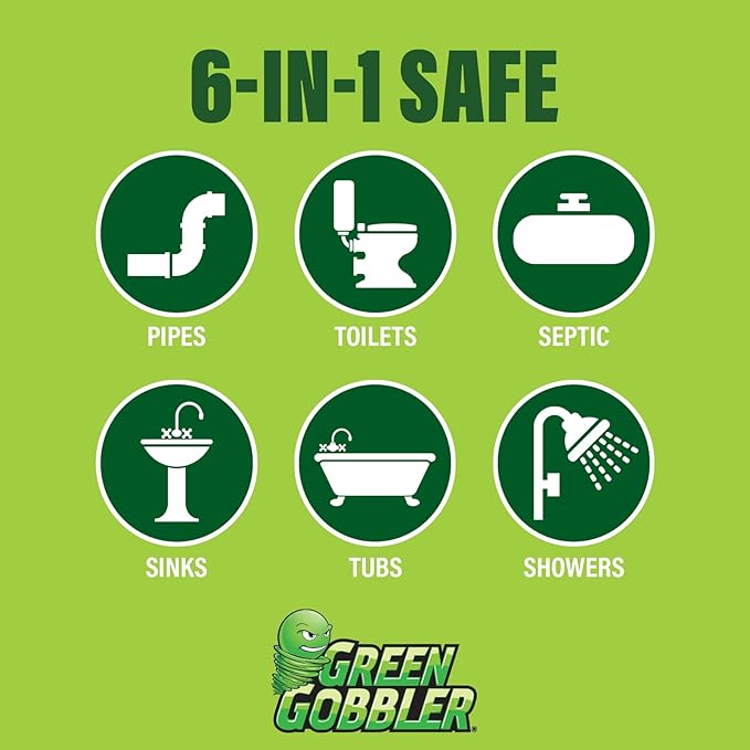 Green Gobbler Drain Cleaner and Deodorizer Sticks with Enzymes - Maintain a Clean Drain, Safe for Pipes and Septic Tanks, Use Monthly - 12 Pack