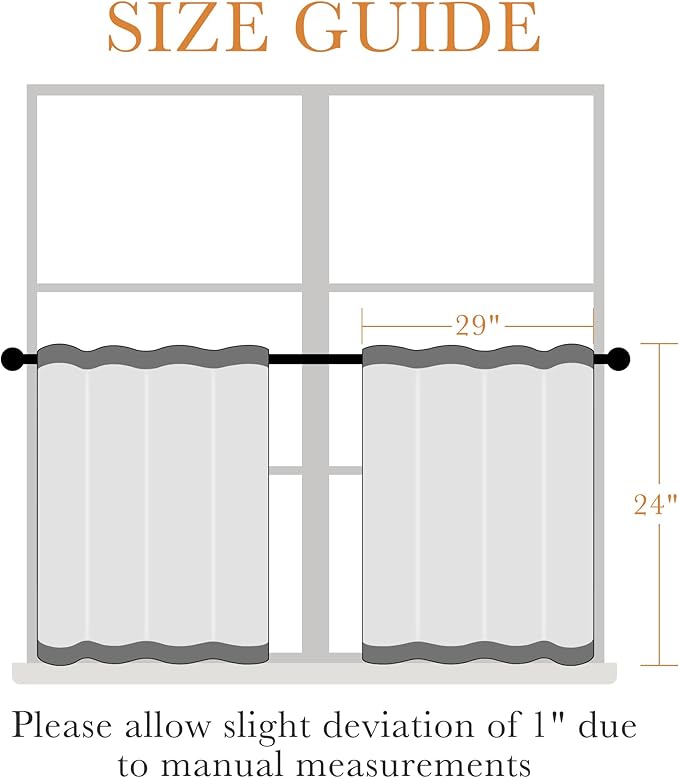 PONY DANCE Bathroom Window Valances - (42 by 36 inches, Blue Mist, 2 Panels) Room Darkening Tier Curtains Short Panels Drapes for Small Half Window Decoration in Kitchen