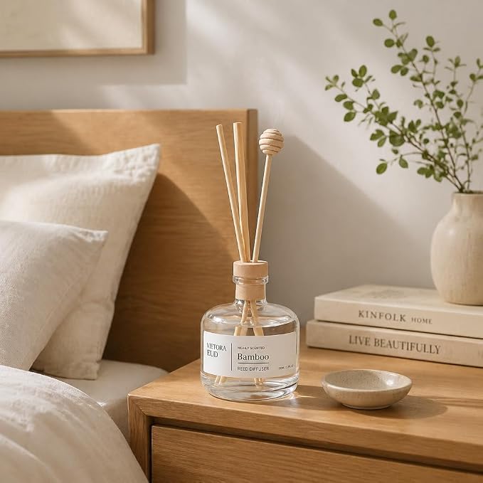 Bamboo Reed Diffuser, 3.5 Fl Oz | Luxury Hotel Ritz Carlton Inspired, Lasts 12 weeks,flameless & safe. floral scent for living room/bedroom. Natural oils, gift