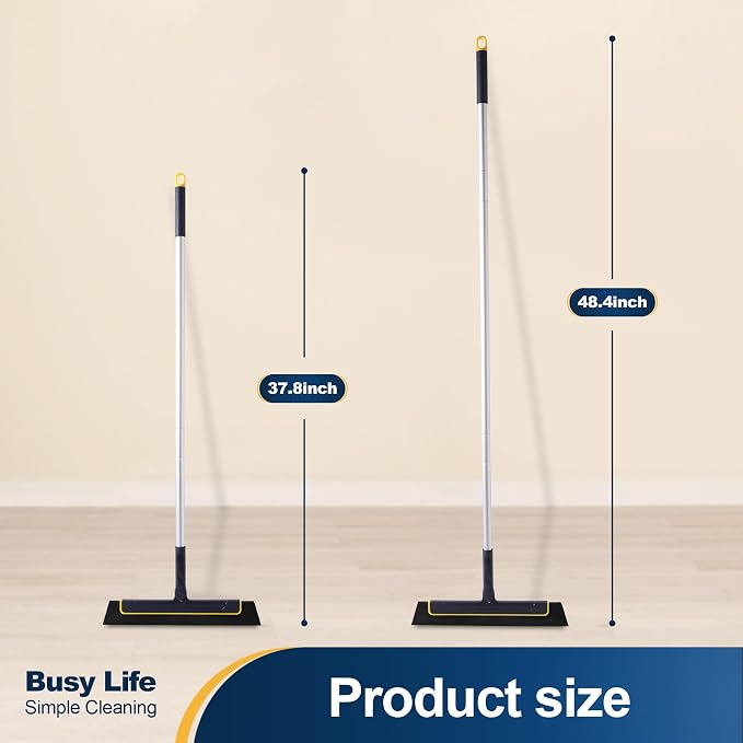 Yocada Floor Squeegee Broom EVA Foam Blade Aluminum Pole | Shower Bathroom Kitchen Home Tile Pet Hair Fur Floor Marble Glass Window Water Foam Cleaning Anti Static