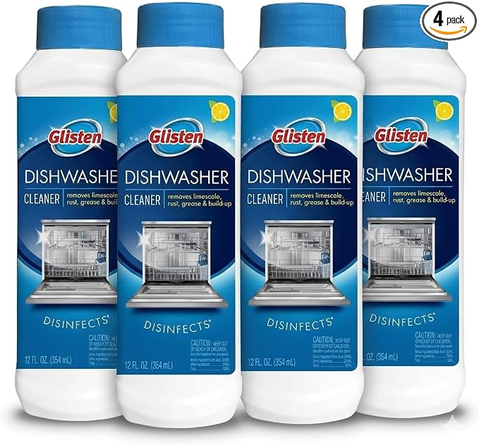 Glisten Dishwasher Magic Machine Cleaner and Disinfectant, 4 Bottles