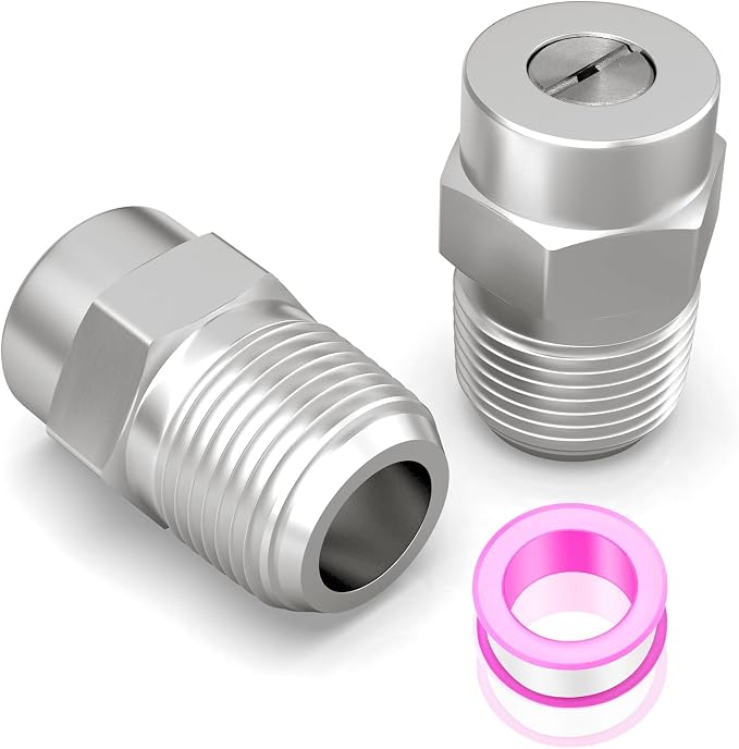 MEANLIN 25 Degree Surface Cleaner Tips, 1/4 Inch NPT Male, 2.5 Orifice, 4000 PSI Threaded Spray Nozzles, Replacement for Water Gun, Water Broom and Surface Cleaner (2-Pack)