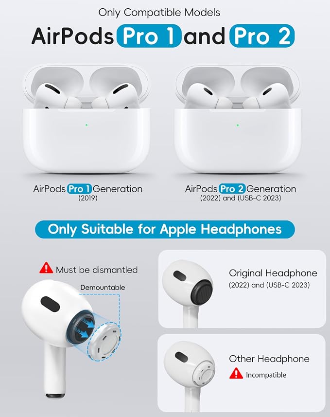 4 Pairs Replacement Ear Tips for AirPods Pro 1st /2nd（White） | with Noise Reduction Hole,Built-in dust Guard Screen Silicone Ear Tips with Cleaning Pen