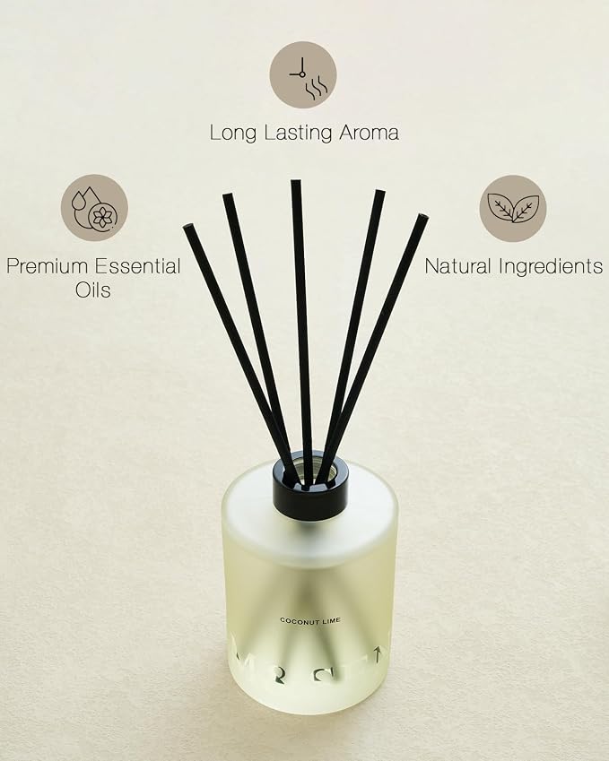 M&SENSE Reed Diffuser Set, Coconut Lime, 17 oz Natural Essential Oil | Non-Toxic Organic, Long-Lasting Fragrance, Ideal for Living Room, Bathroom, Gifts for Women