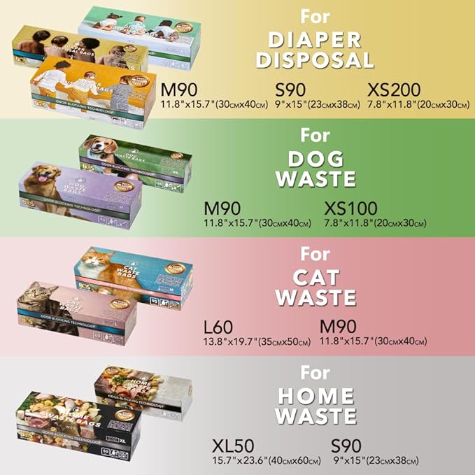 BOS Odor-Sealing Kitchen, Home & Food Small Trash Bags for Waste- Disposable Bags - Scent & Smell Free (90 Bags) [Size S, Color White] ★Brand-new packaging!
